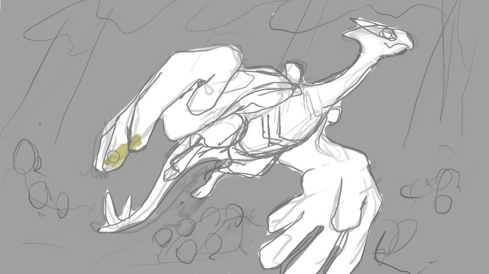 Lugia painting: sketch stage