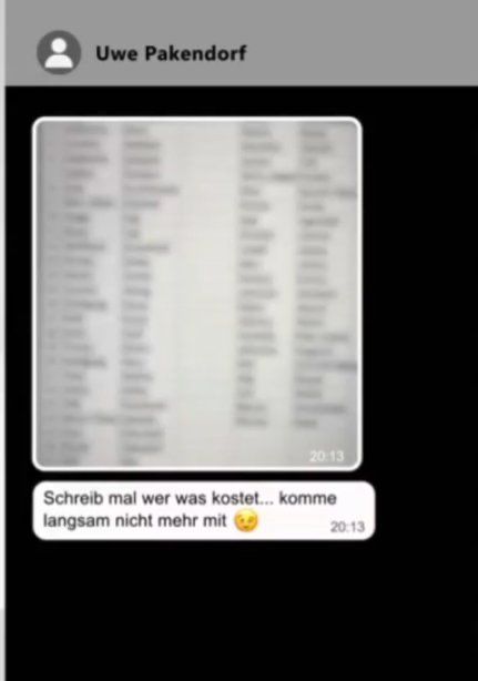 Chatnachricht Uwe Pakendorf. 