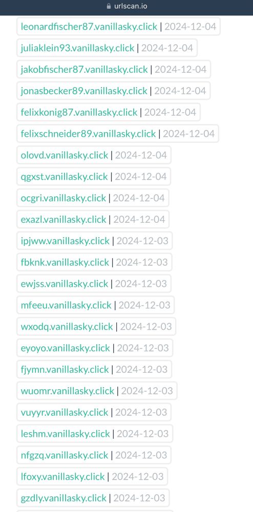 3. Screenshot of Subdomains of vanilasky.click https://urlscan.io/ip/23.88.96.130