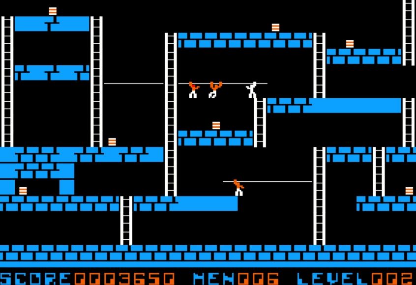 Capture d'écran du jeu Lode Runner, probablement sur Apple II