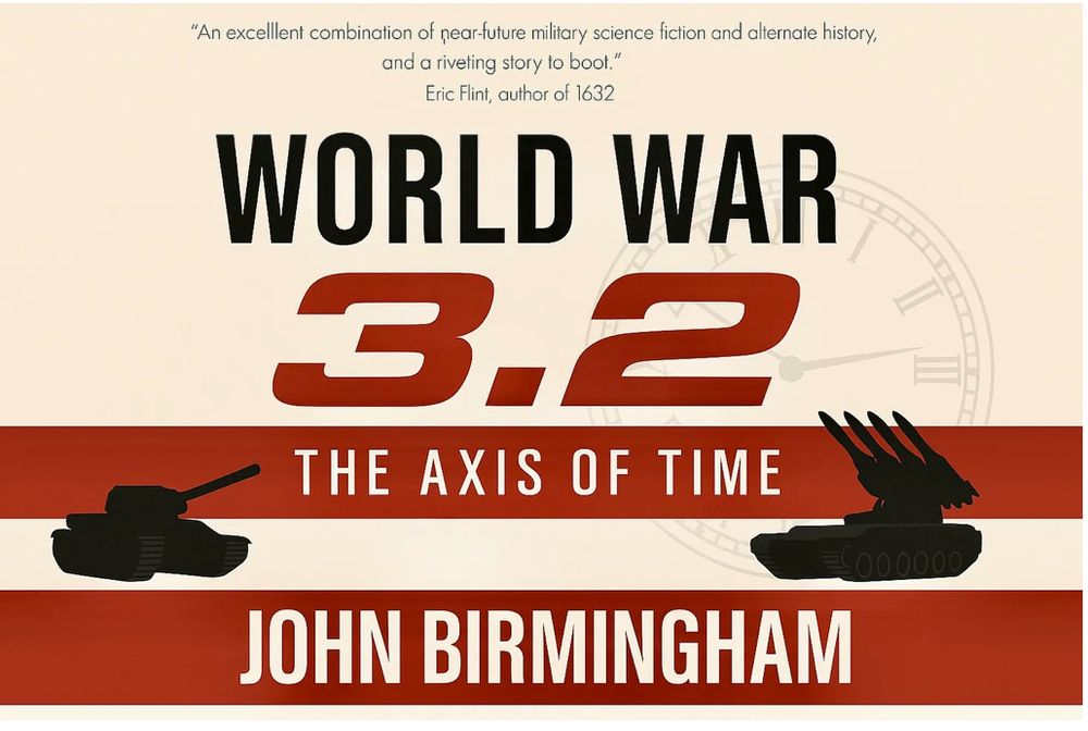 The cover of JB's latest book, World War 3.2, which you should really buy because it's got time travel and splodey goodness and Joe McCarthy dick jokes.