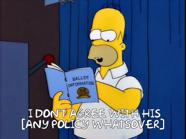 Homer: "I don't agree with his [any policy whatsoever]"