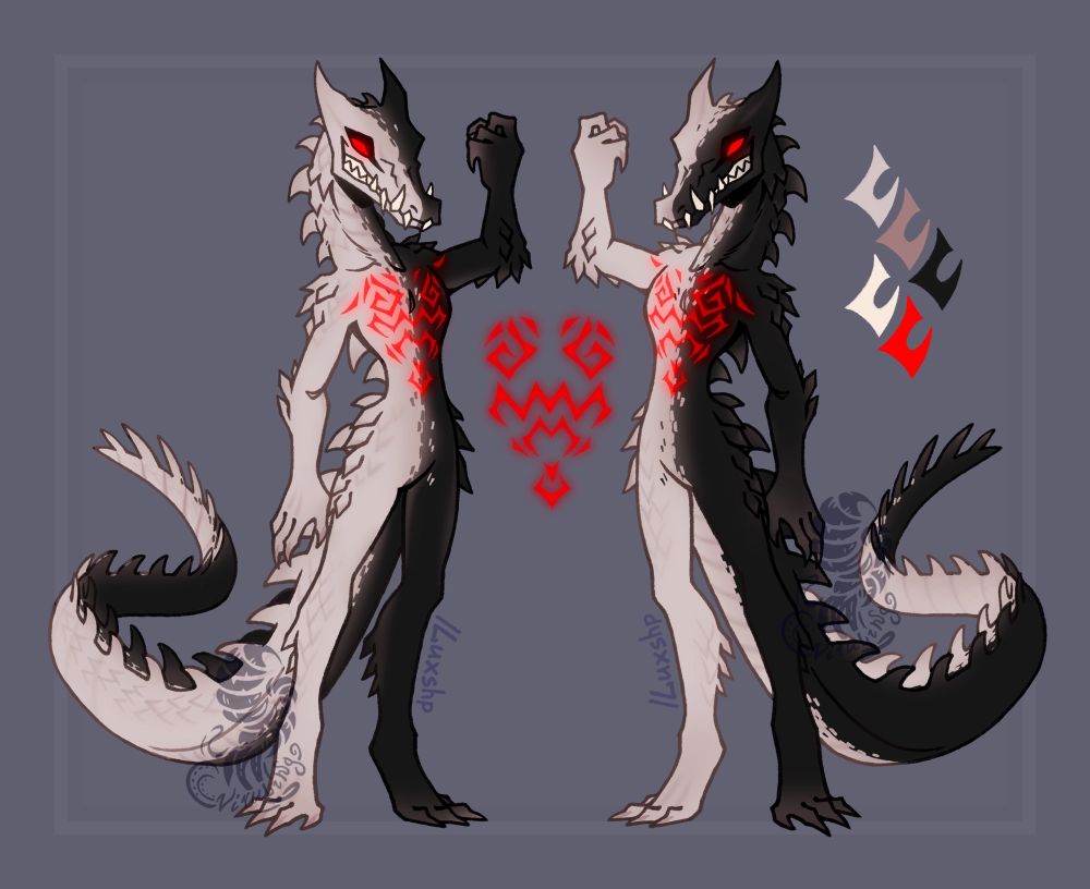 Reference of my black and white demonic crocodile-kaprosuchus 