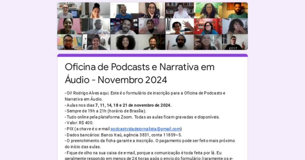 Oficina de Podcasts e Narrativa em Áudio - Novembro 2024