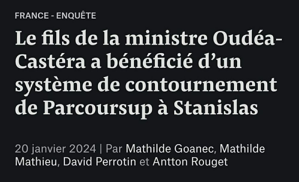 Le fils de la ministre Oudéa-Castéra...