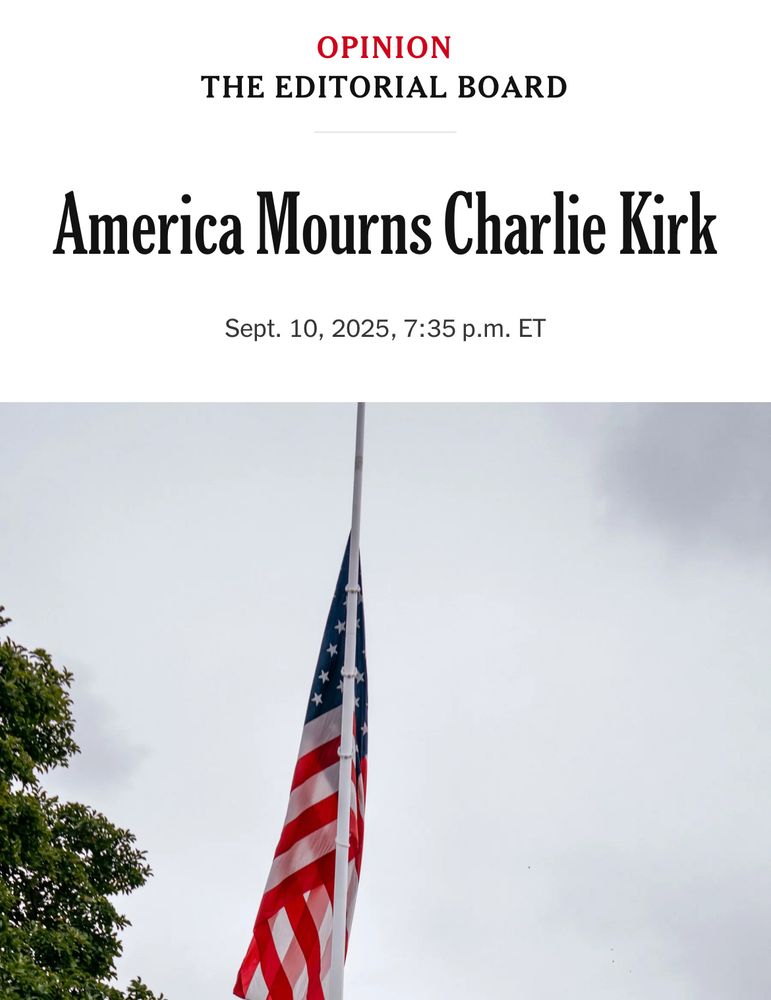 NY Times Editorial Board: America Mourns Charlie Kirk