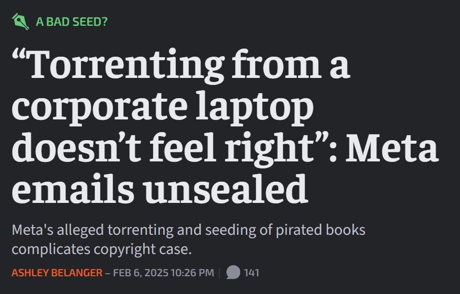 “Torrenting from a corporate laptop doesn’t feel right”: Meta emails unsealed