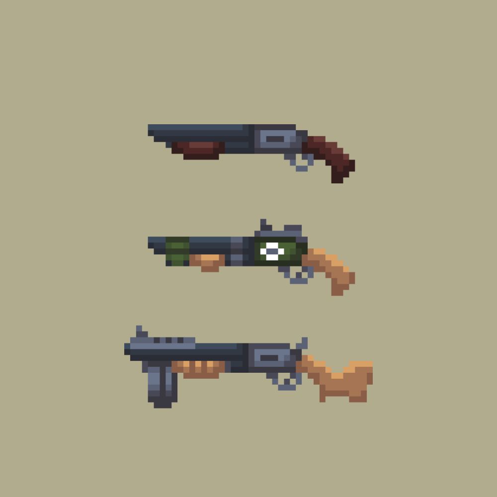 pixel art sprites of shotguns from team fortress 2