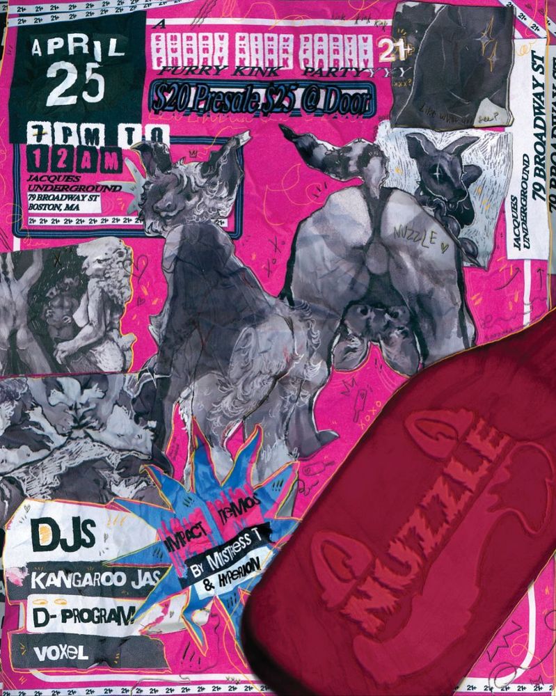 Poster with sexy animals advertising Nuzzle's upcoming event