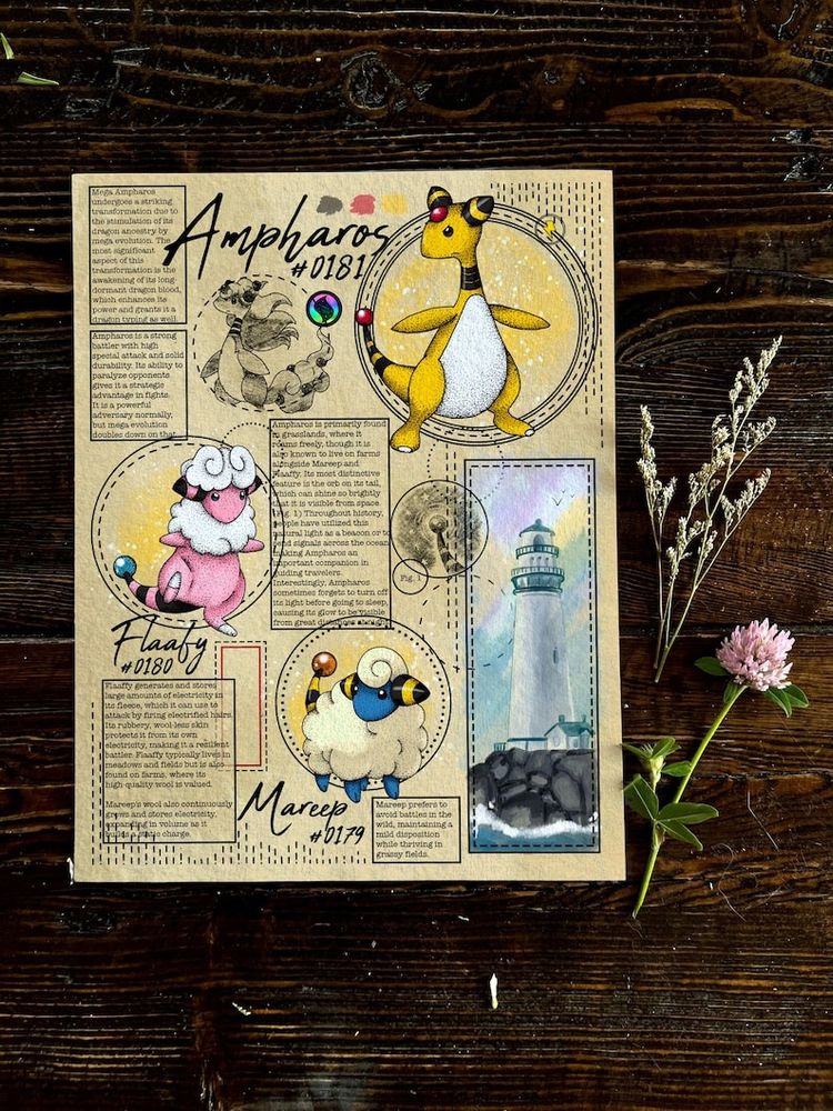Pokemon print ampharos art