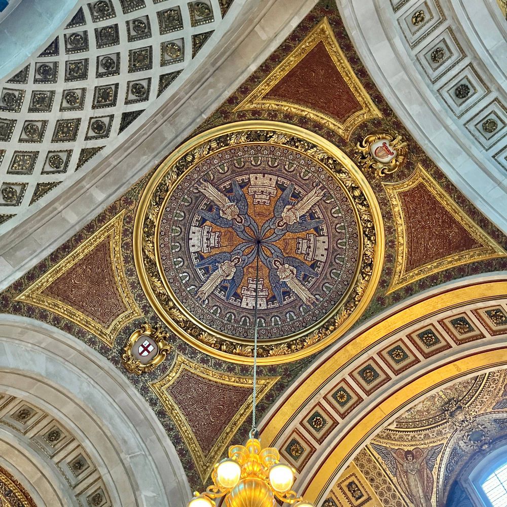 View of the decorated ceiling of St Paul's Cathedral
