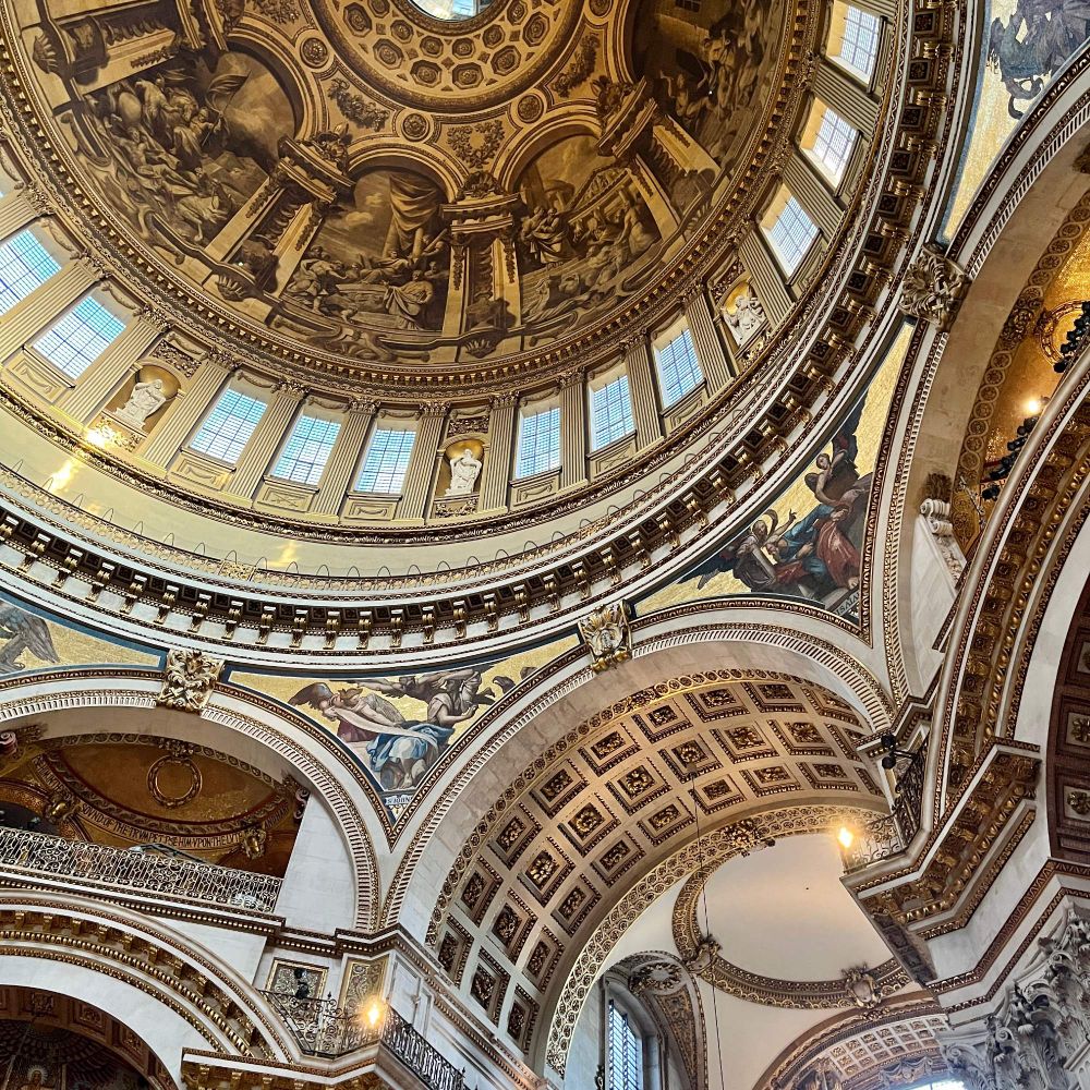 View of the decorated ceiling of St Paul's Cathedral