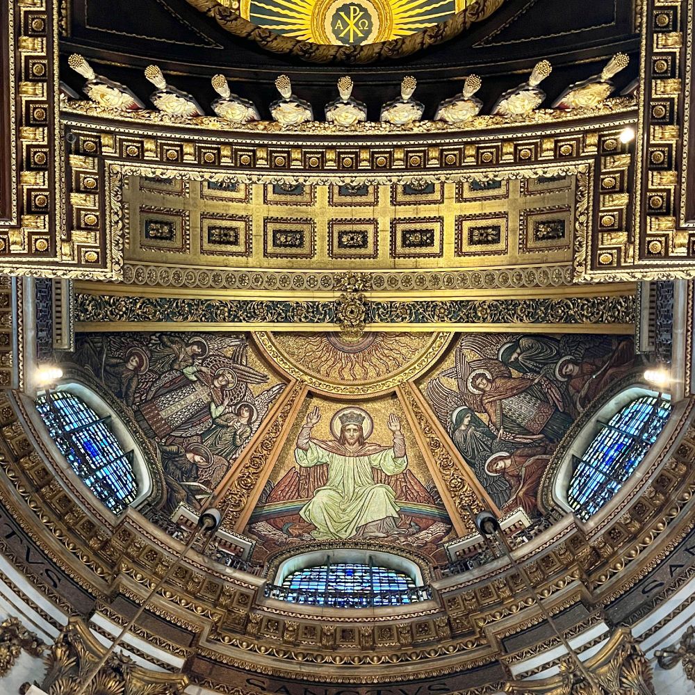 View of the decorated ceiling of St Paul's Cathedral