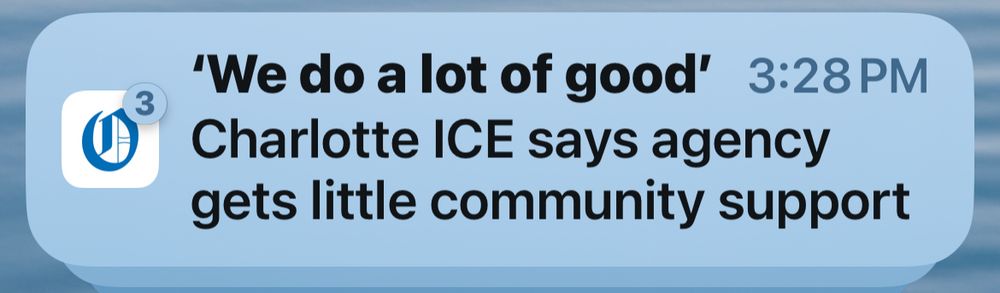 Charlotte Observer Headline: “we do a lot of good” - Charlotte ICE agency gets little community support. 