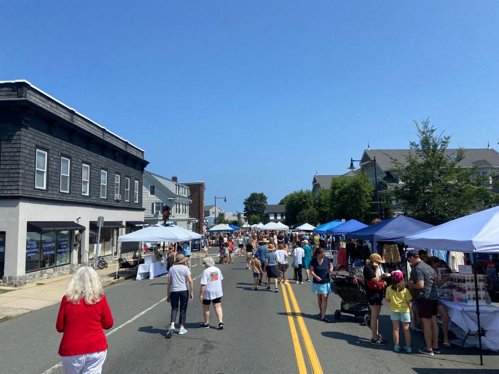 Photo of Humphrey St in Swampscott made into a pedestrian only block party event. 