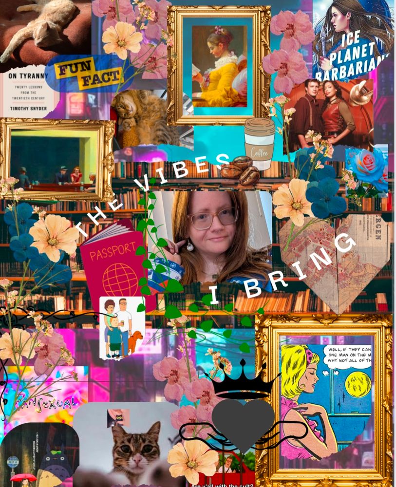 A mixed media digital collage which collectively describes the vibes Diana brings to a function. Namely: cats and chaos.