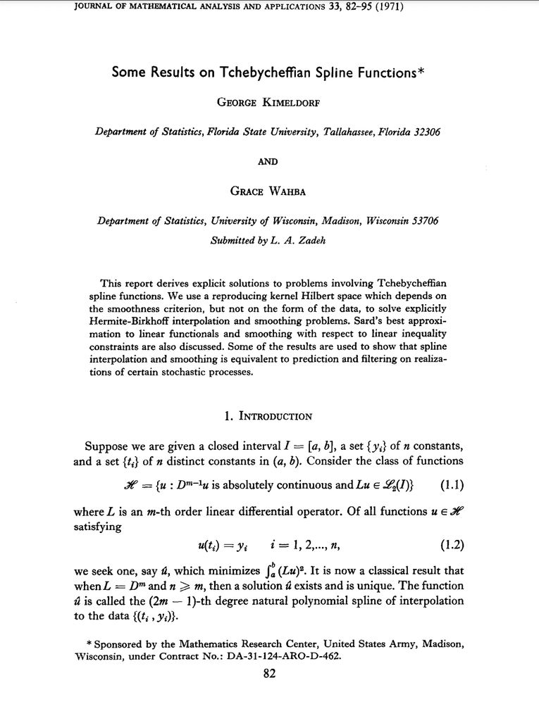 Grace Wahba's award winning paper. 