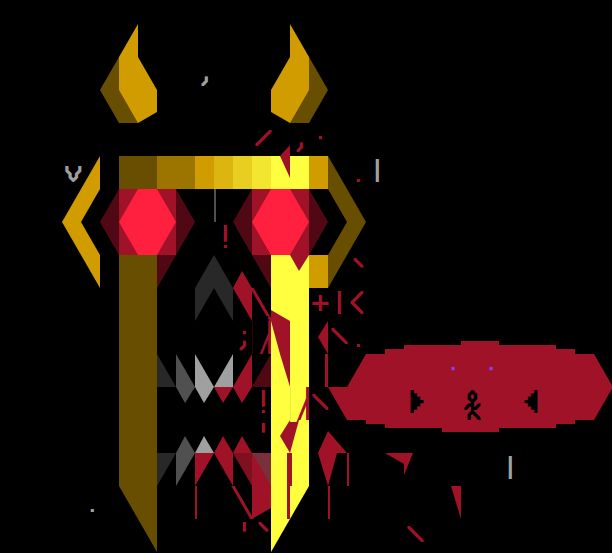 A horrific baron of Hell, eyes flashing, blood dripping off its fleshless face, champs its fearsome jaws at us while a stickman in the distance is subjected to eternal torments