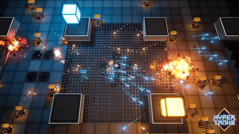 Fighting hordes of enemies in Hyper Tanks