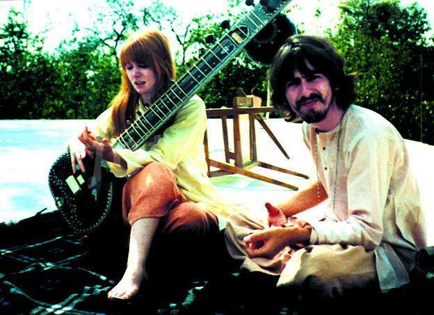Jane Asher and George Harrison in India