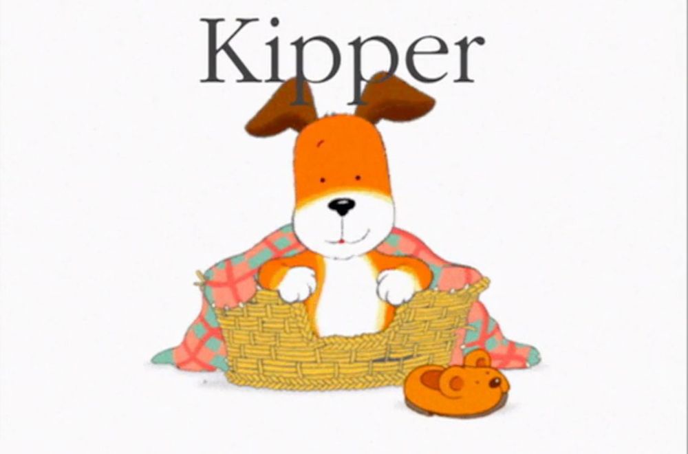 Title card for a show called “Kipper the Dog” based on the book series of the same name by Mick Inkpen