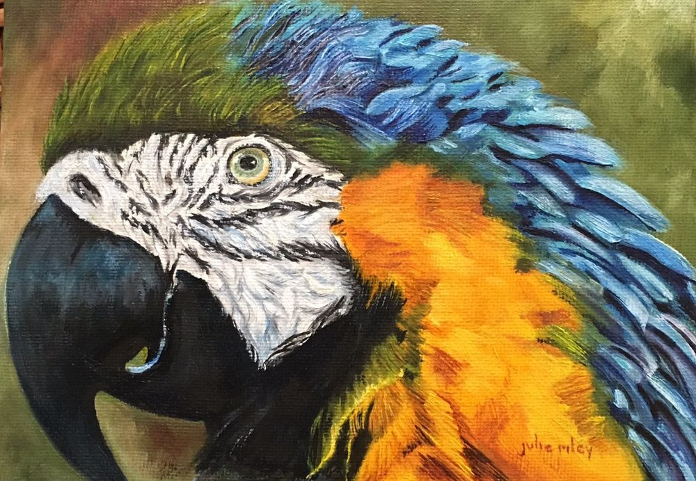 Oil painting of a parrot