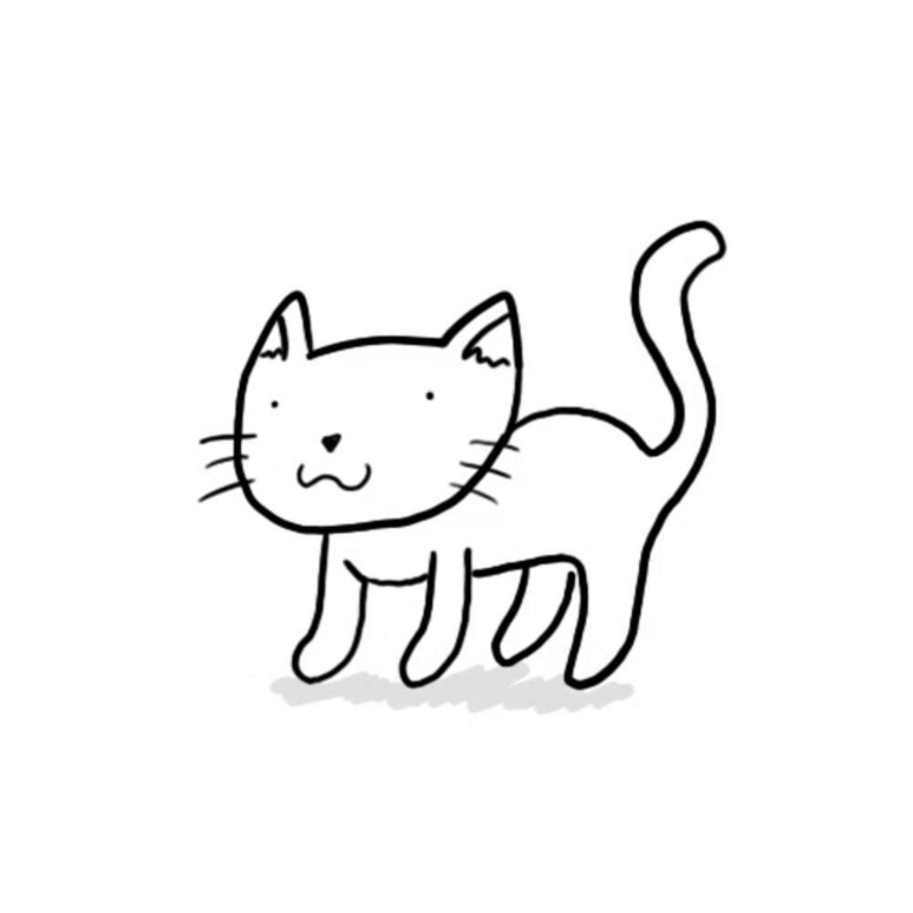 a black and white drawing of a cat