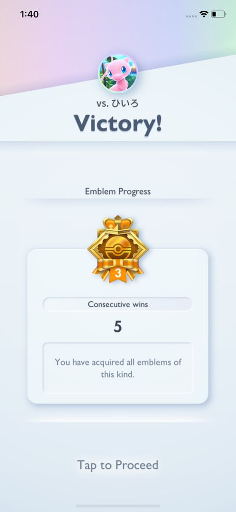 A screenshot of Pokemon TCG Pocket showing me earning the final emblem of the Triumphant Light SP Event