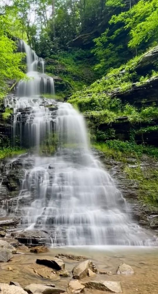 Cathedral Falls, waterfall, in West Virginia.