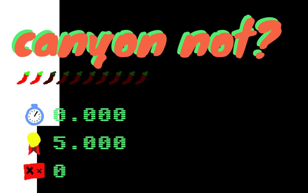 screenshot of my Jumper prototype with horrible placeholder UI and the level title: "canyon not?"
