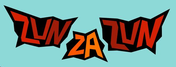 Sharp text that reads "Zun Za Zun" in three separate black blocks.