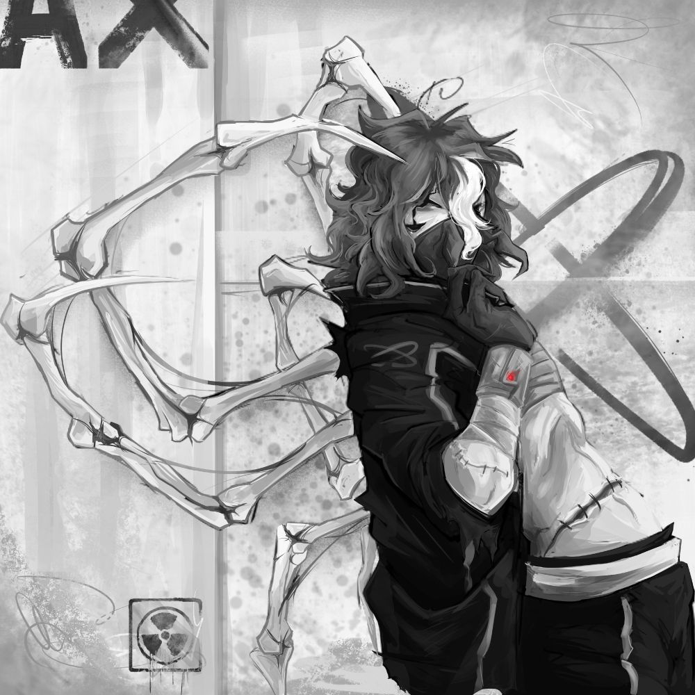 my spidersona carter AKA funnel in a cool ass pose courtesy of @peniparker because i love their music SO MUCH and my spidersona has these bone  arm things like spiders and   :D i love peni parker