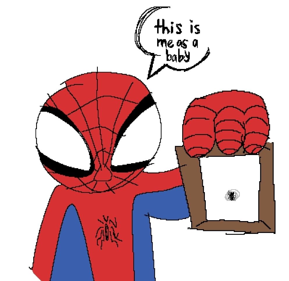 spidrrman as a baby.  Favorite headcanon he sees himself as a spider. Thank you