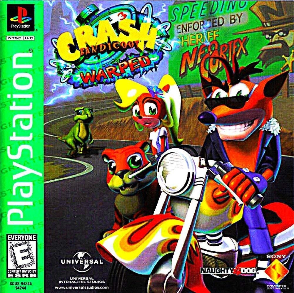 Box art of crash bandicoot 3. 
I had to get an older cousin to beat a boss fight In this for me. I was a scrub lol.