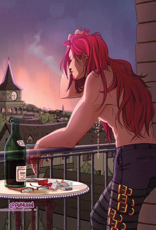 Cross Marian (D.Gray-Man) staring out a balcony.