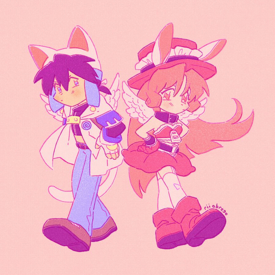 The characters Takuto and Meroko from Full Moon wo Sagashite