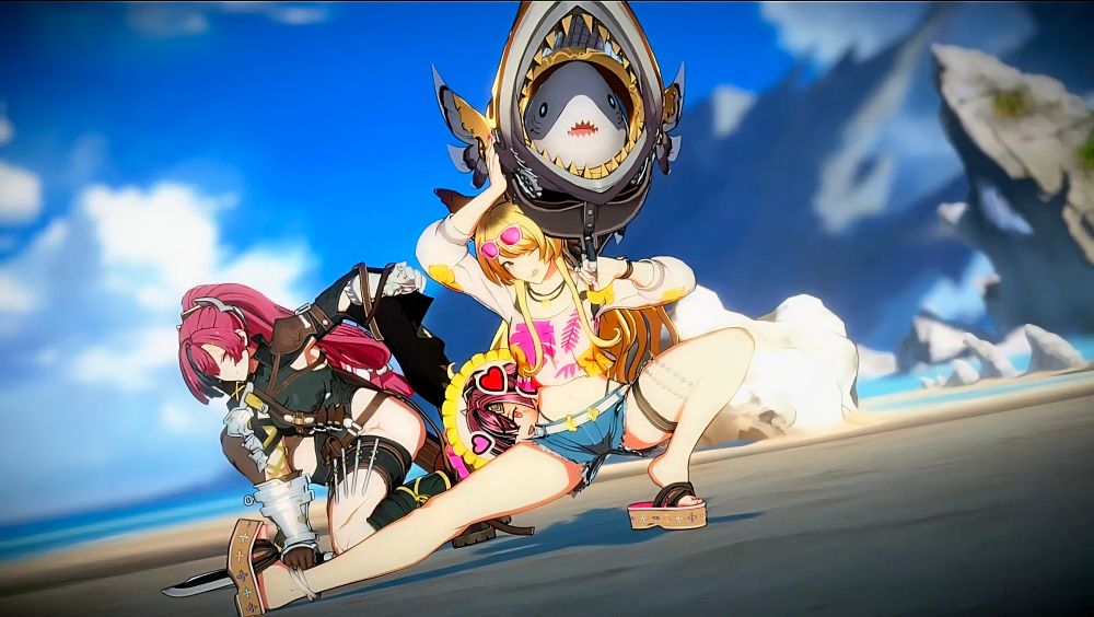 Meg and her girlfriend and their shark firing shark rocket launcher 