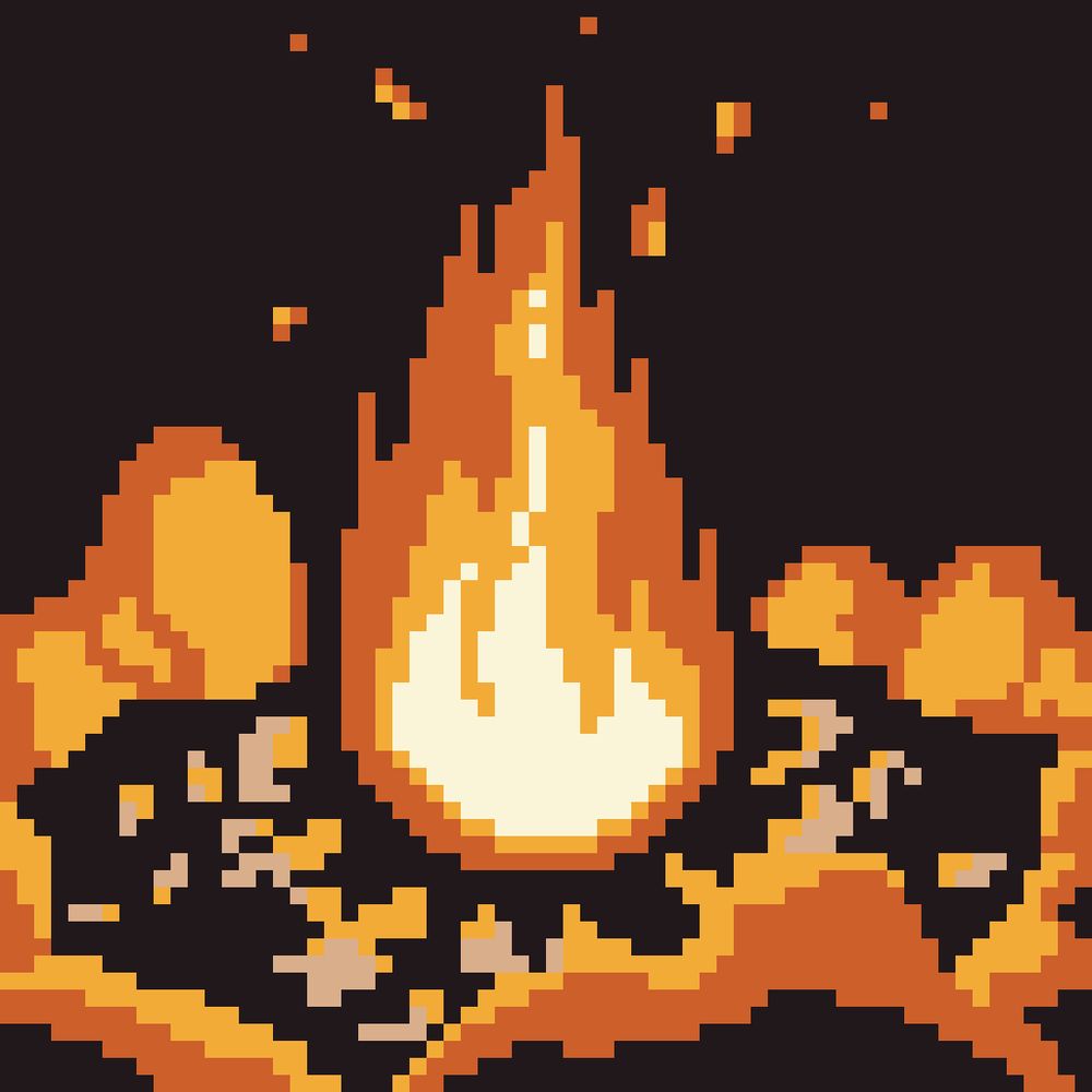 Pixel art of a fire pit