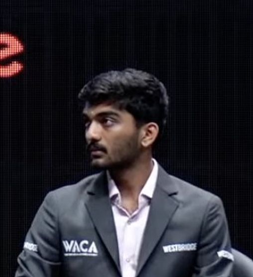 close up of challenger Gukesh D from the same image
