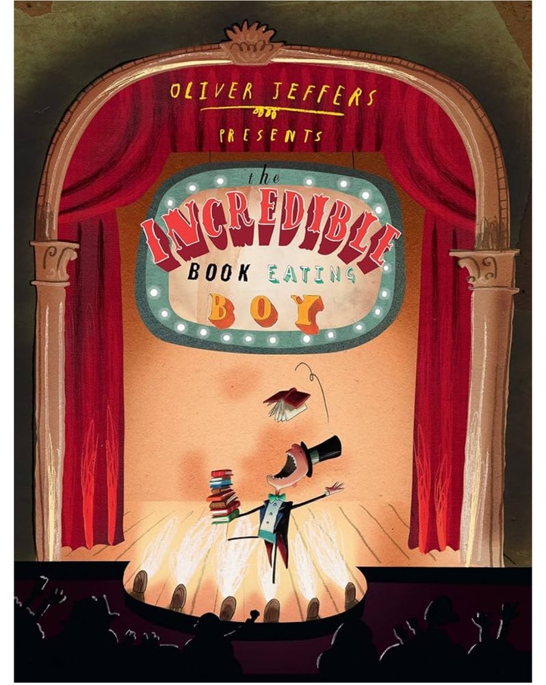 The cover art of a children’s book called ‘The Incredible Book Eating Boy’ by Oliver Jeffers