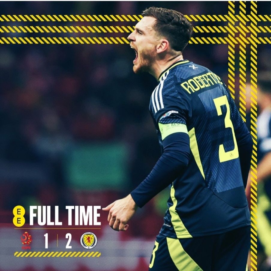 Andy Robertson gets the winning goal for his country