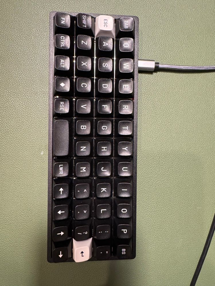 Small ortho normal keyboard with retro key caps