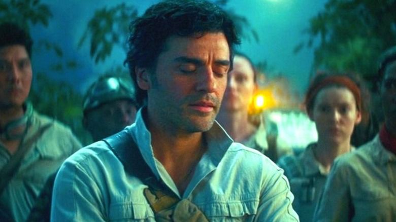 A picture of actor, Oscar Isaac, as Poe Dameron in Star Wars rise of Skywalker, looking weary as he’s about to utter that notorious line “somehow Palpatine returned”, which we were much too hard on JJ Abrams for considering everything happening