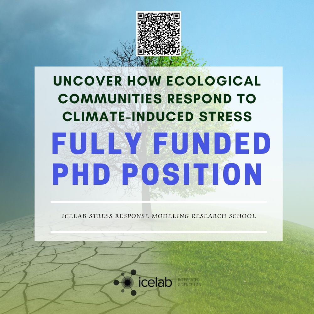 Poster for a funded PhD position with a QR code in the center top leading to the application website. 