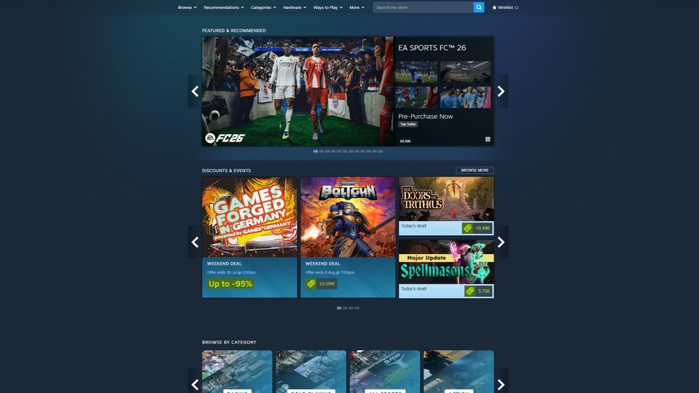 Image depicts a beta version of the new and improved UI for Steam.