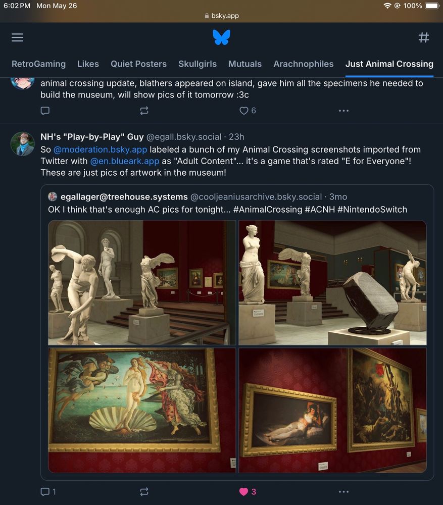 Screenshot of the “Just Animal Crossing” feed.