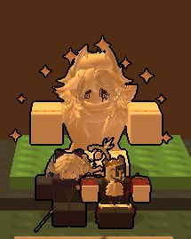 A screenshot of blocktales gameplay, featuring the same three characters from before
Majesty and Cleric have been shrunk down and are sitting facing the camera, Dreamer is doing the same but she’s sitting behind the two