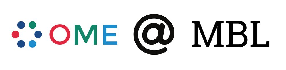 OME logo in Red Green and Blue, followed by At sign and letters MBL