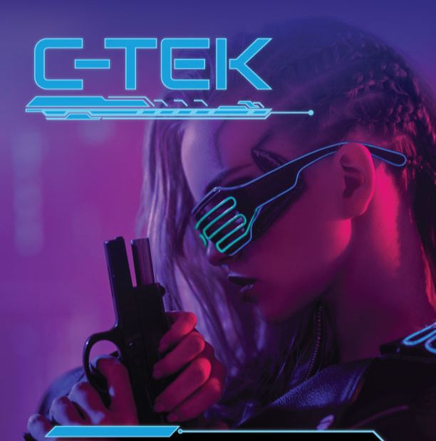 A hacker in leather jackets and neon-glowing shades readies a pistol for a fight. C-Tek: An immersive, technology-enhanced Live-Action Roleplay Experience. June 22, July 20, August 10, Antioch
