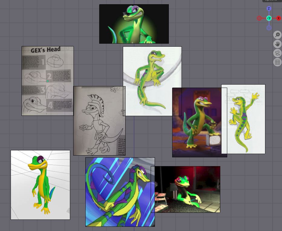 A collection of images of Gex in many forms